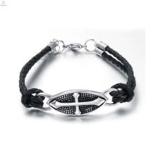 Top quality christian gothic leather bracelets, gothic charm bracelet jewelry